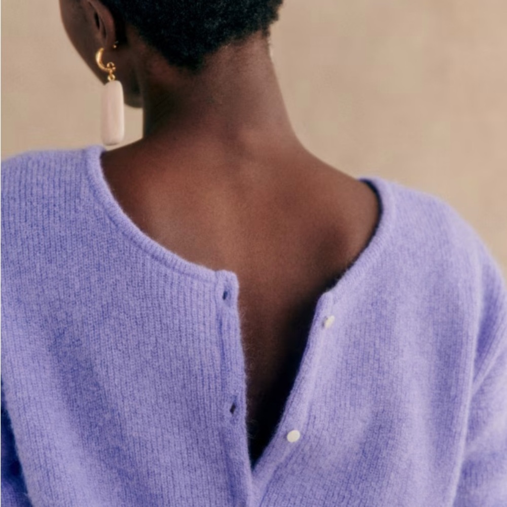 Sezane Gaspard Cardigan in Pastel Violet